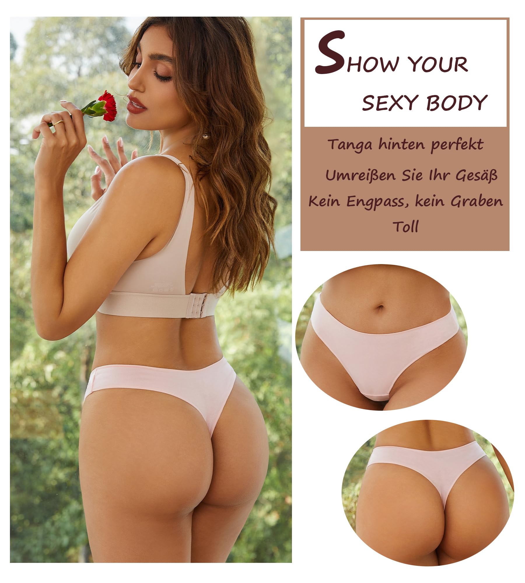 BeReady Perizoma Tanga Donna Cotone Mutande Donna Seducente Brasiliana Slip Cotone Donna Traspirante Set Intimo Mutandine a Vita Bassa Thong Multipack da 6 Pezzi