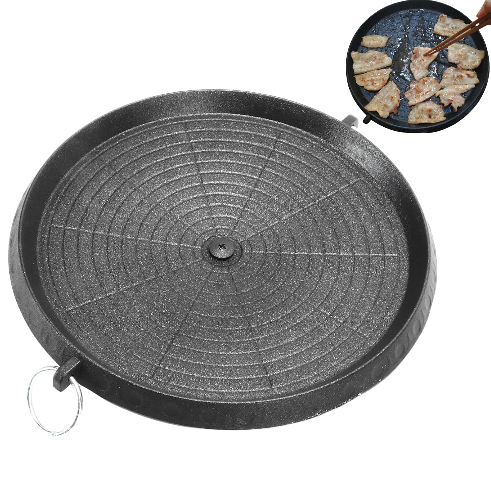 HERCHR Gril Antiadhésif Pour Barbecue Coréen, Poêle à griller pour barbecue de style coréen,plaque de gril avec surface enduite Maifan pour dessus de cuisinière, grillades intérieures et extérieures