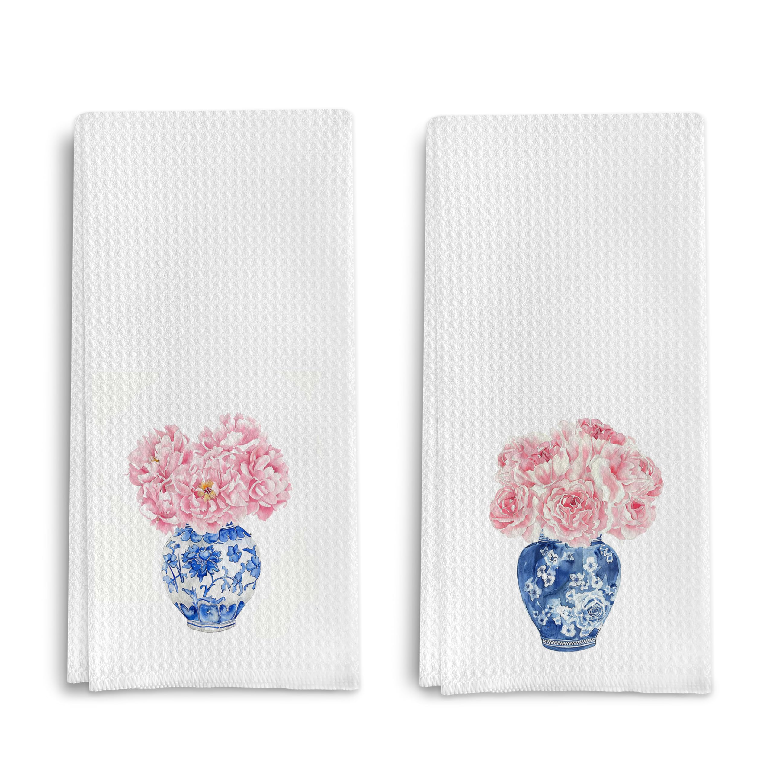 Qpenm Chinoiserie Blue and White Porcelain Kitchen Towels - dish cloths and dish towels | Mubboo