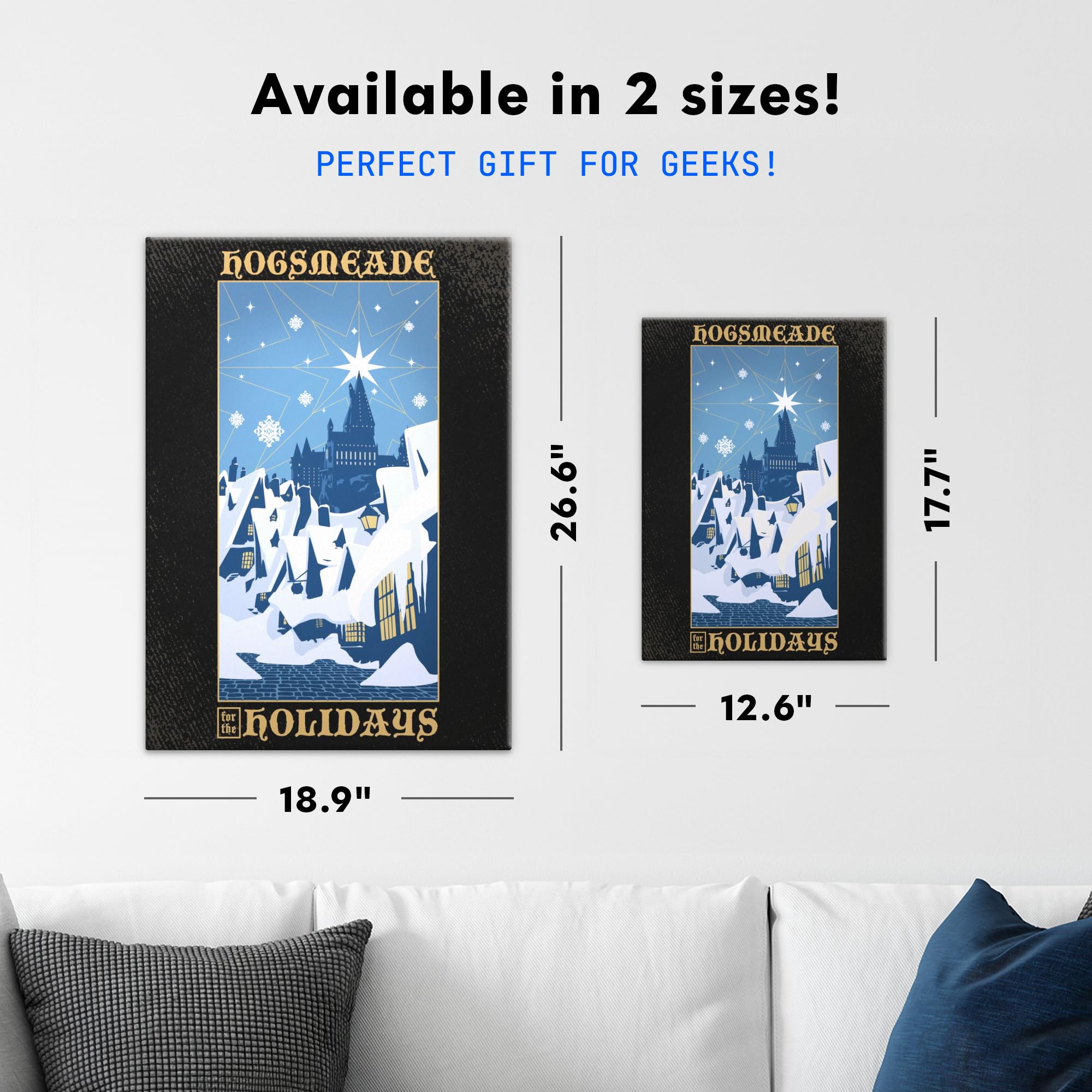 Displate Metall poster Wizarding World Hogsmeade for Holidays Größe L | Bilder Wanddeko Wohnzimmer & Schlafzimmer Wandbilder, Geschenk. Wandkunst mit Magnet-Befestigung, ohne Bohren.