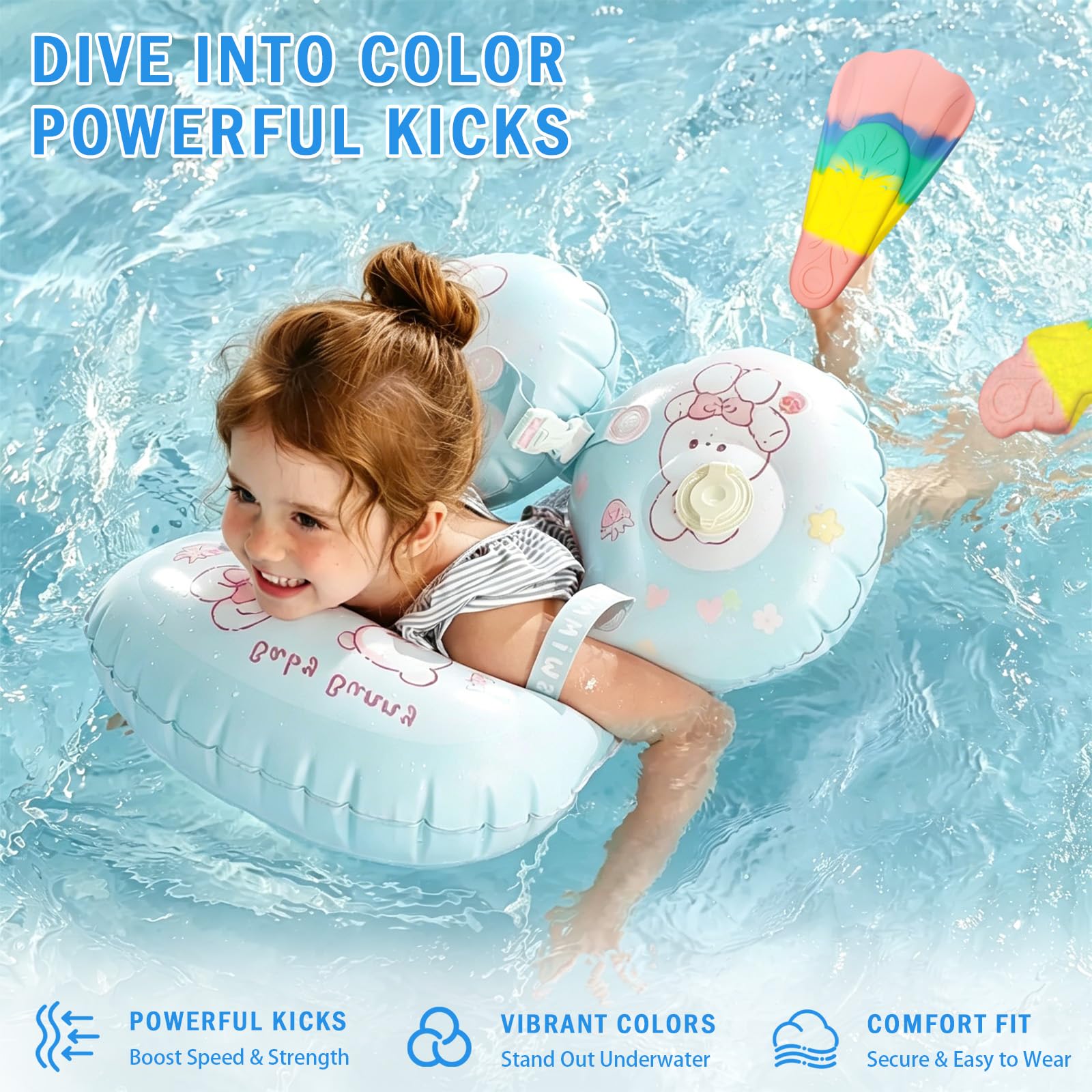 Pinne da nuoto, pinne corte per bambini, 100% silicone, per bambini e adulti, allenamento in acqua aperta, snorkeling