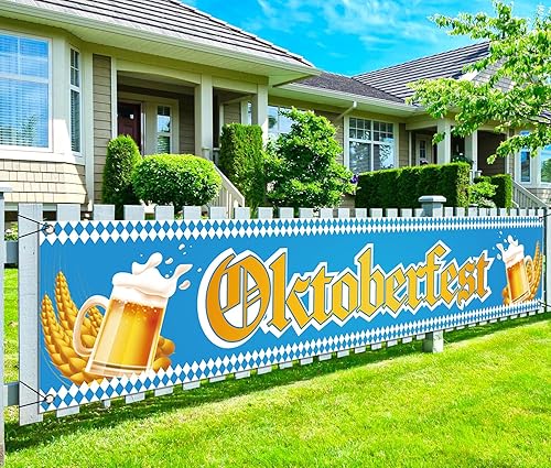 Sunwer Cartel de valla de Oktoberfest para festivales de cerveza alemana, decoración de fiesta de octubre, patio, porche, decoración de cabina de