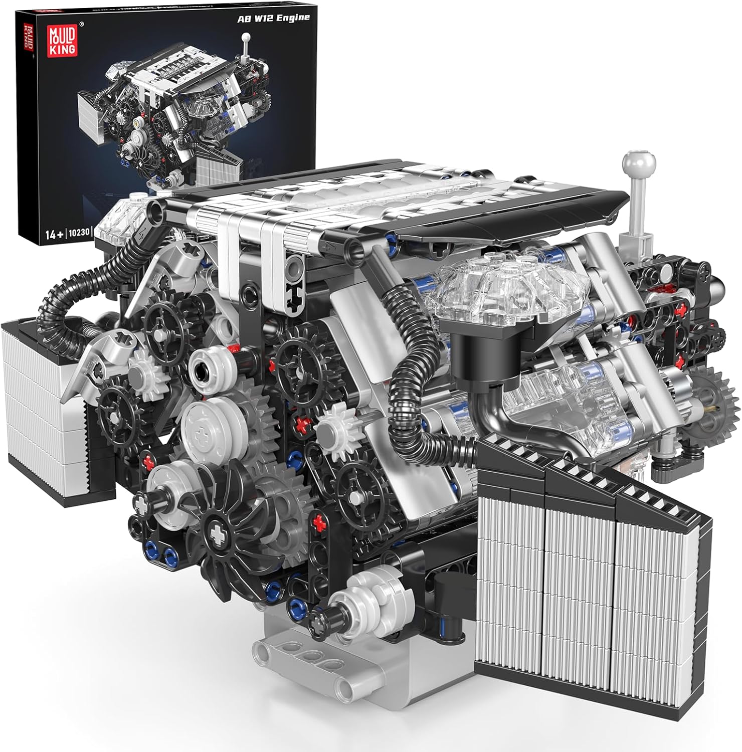 Mould King W12 Engine Toys Building Block, Model Engine Kit for Adults, V8 Engine Scale Model, 10230 STEM DIY Building Kits That Works, Blocks for Adults and Aged 14+ (871 Pieces)