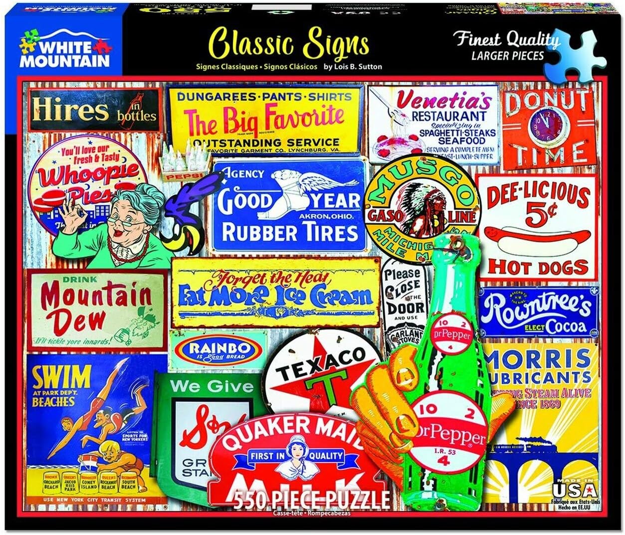 White Mountain 500 Piece Jigsaw Puzzle Retro Nostalgic Collage Puzzles with Large Pieces Gift for Adults 18"x24" - Classic Signs