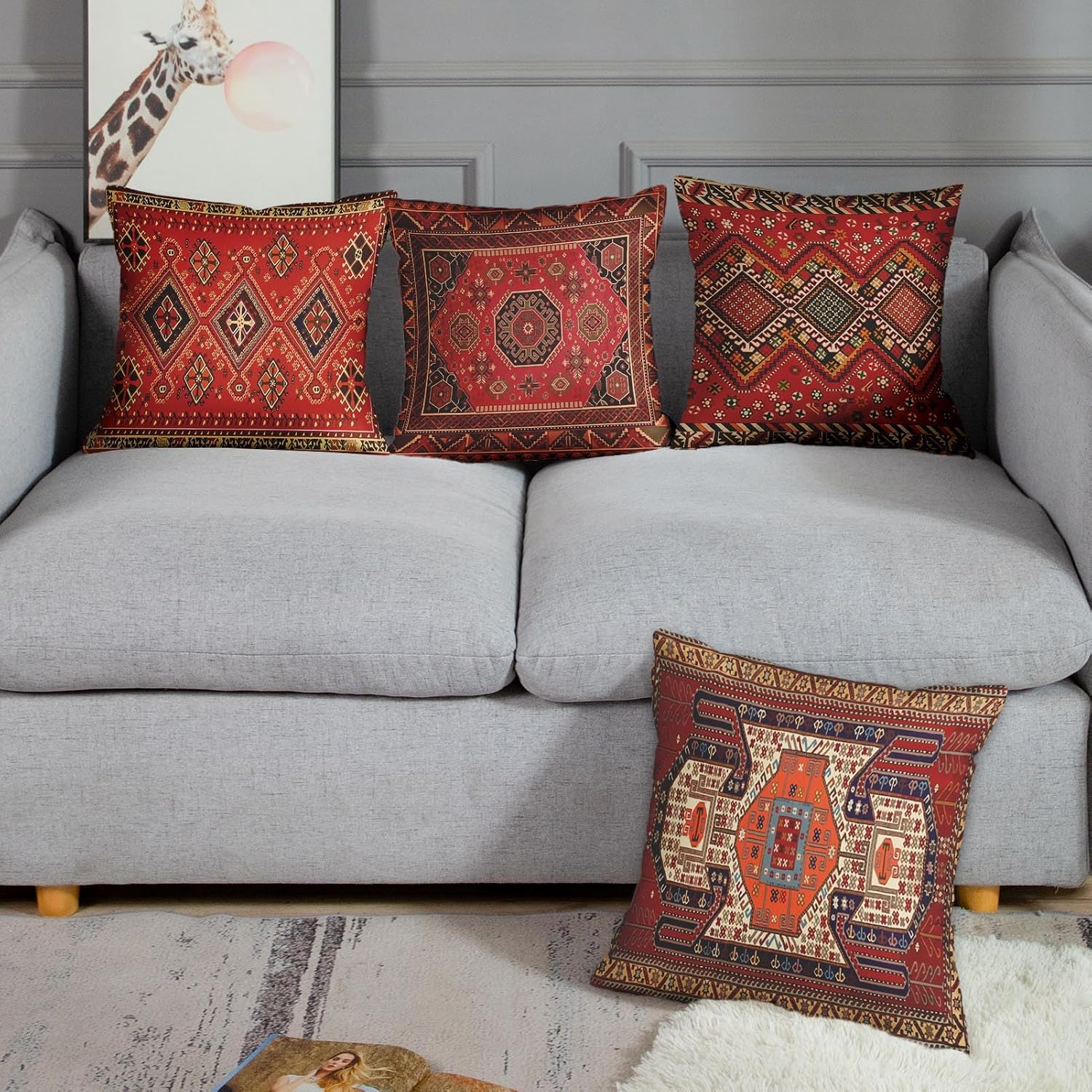 Emvency Throw Pillow Covers Set of 4, 18 x 18 Inch, Persian Tribal Vintage image 2