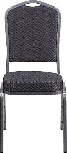 Miniatura 5 de EMMA + OLIVER Silla trasera del banquete de la corona, tela modelada negramarco plateado de la vena