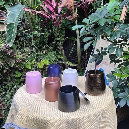 Miniatura 7 de WUSIFIE Bandeja de Ceniza, Cenicero Grande para Exterior con Tapa, Cenicero para Patio Exterior, Cenicero de Acero Inoxidable a Prueba de Viento y