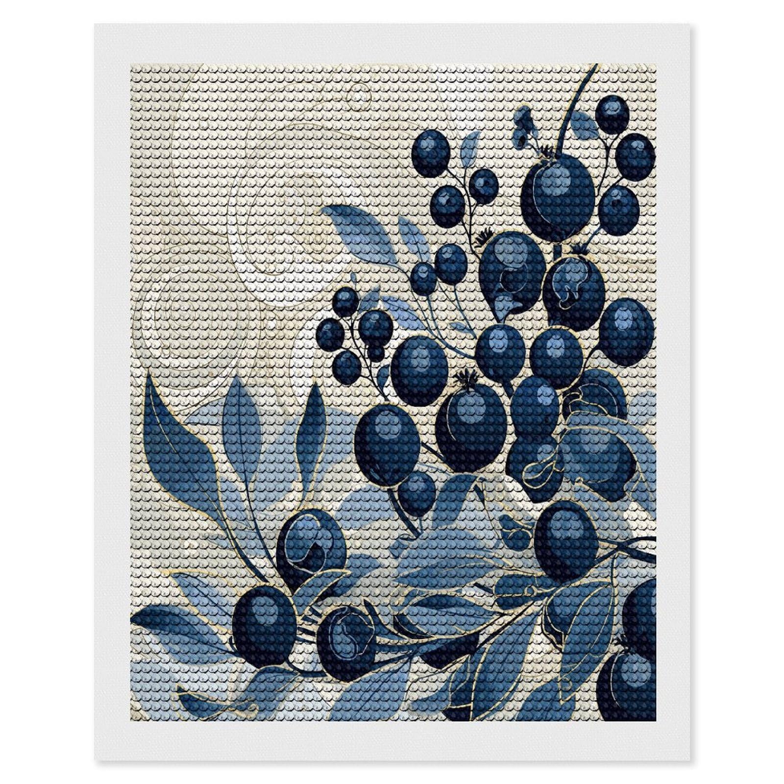 JTREHY Field of Blueberries Diamond Art Kits Personalized DIY Round Diamond Painting Kits for Beginner Full Drill Diamonds Dots Paintings for Adults Gem Art Crafts Home Decor