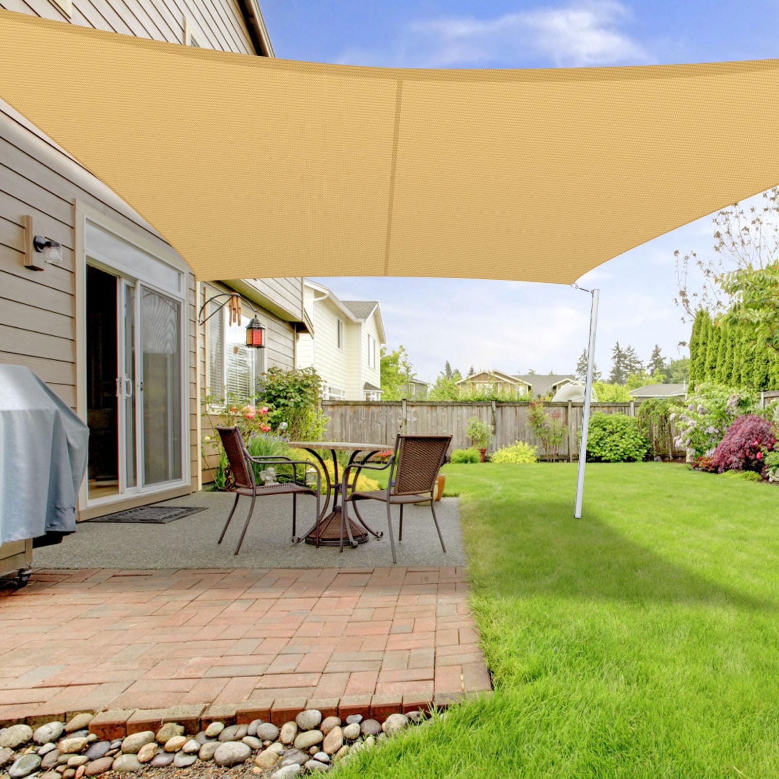 LOVE STORY Toldo Vela Rectangular 2.5x4m, Vela de Sombra Impermeable Oxford, Protección Rayos UV Toldos para Exterior Patio Jardín Terrazas, Arena — view 2