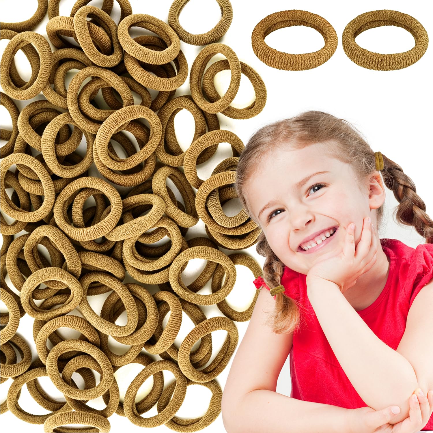 300 Pcs Toddler Hair Bobbles, Cute Elastic Ponytail Holders 20mm Baby Hair Bands for Girls Kids Infants Toddler (Light Coffee) — image 1