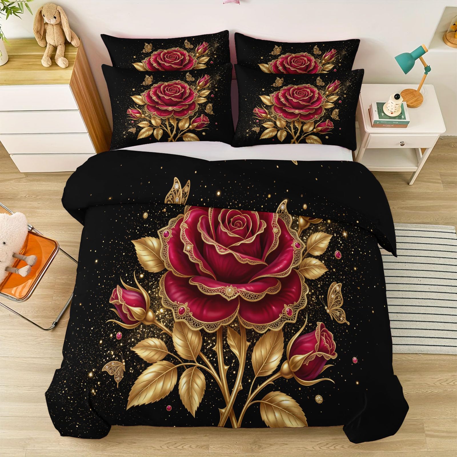 Biancheria da letto in stile vintage, 180 x 200 cm, con chiusura lampo