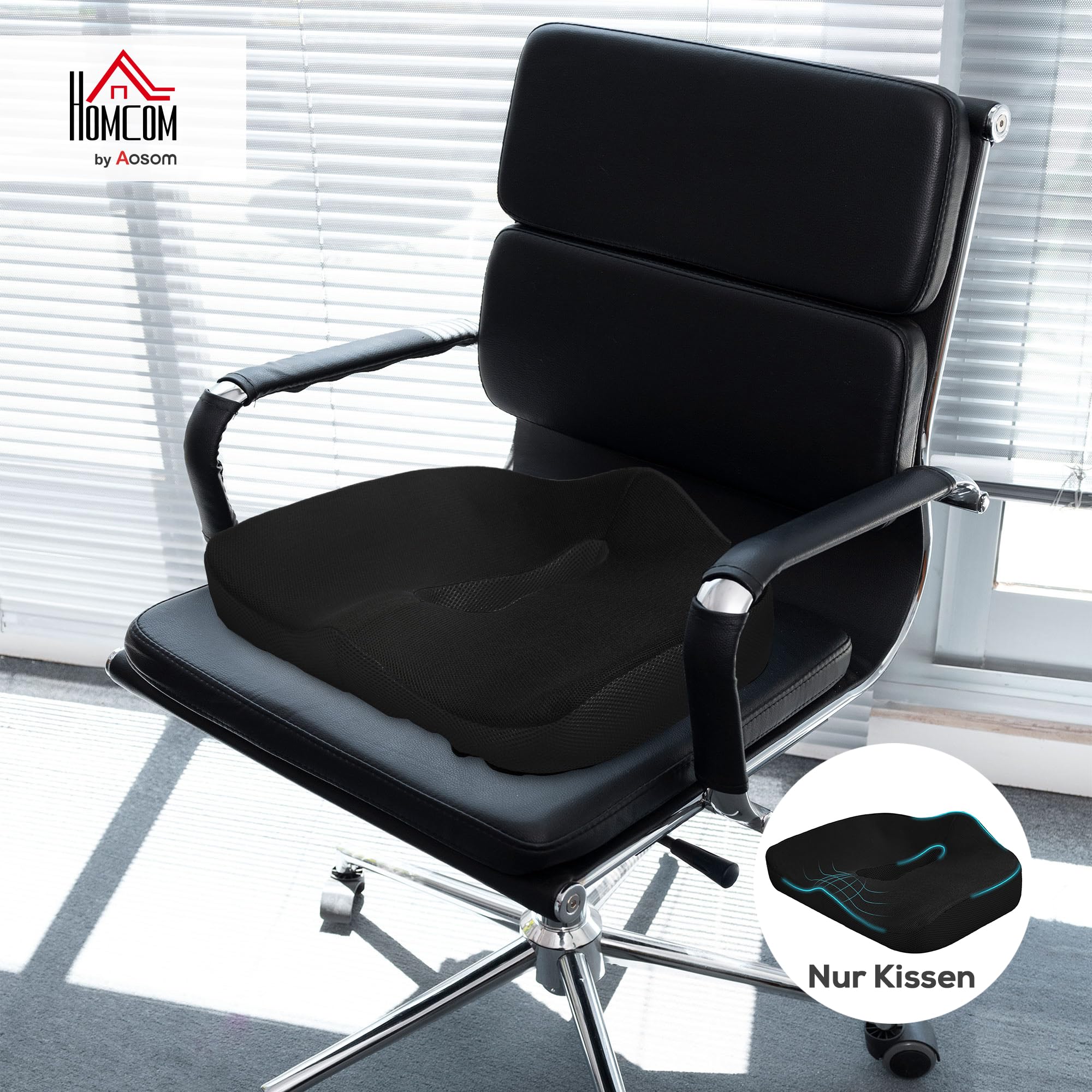 HOMCOM Coussin Chaise Bureau en Mousse à mémoire - Coussin Coccyx
