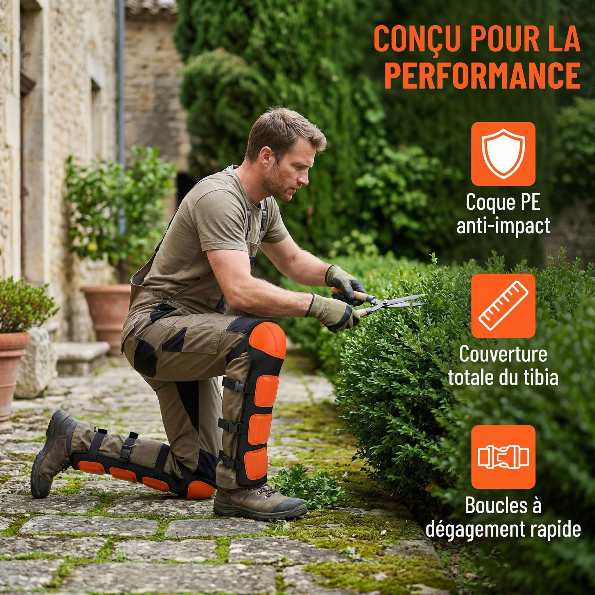 Protège-Tibias 53 X 28 Cm pour La Tonte, Le Débroussaillage et Le Débroussaillage. Rembourrage de Protection.