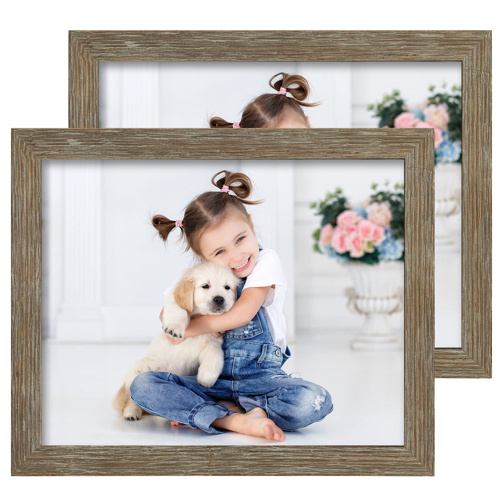 Yome 8x10 Picture Frame for Photos 5x7 with Mat or 8x10 without Mat, Rustic Grey Photo Frames for Wa