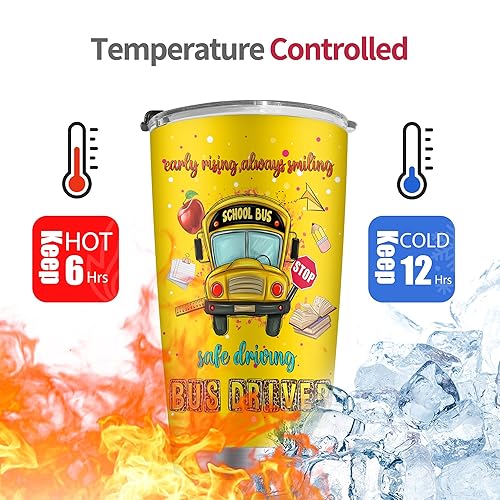 Miniatura 3 de Regalos para conductor de autobús escolar, vaso de autobús escolar con popote y tapa, 20 onzas, regalo de agradecimiento al mejor conductor de