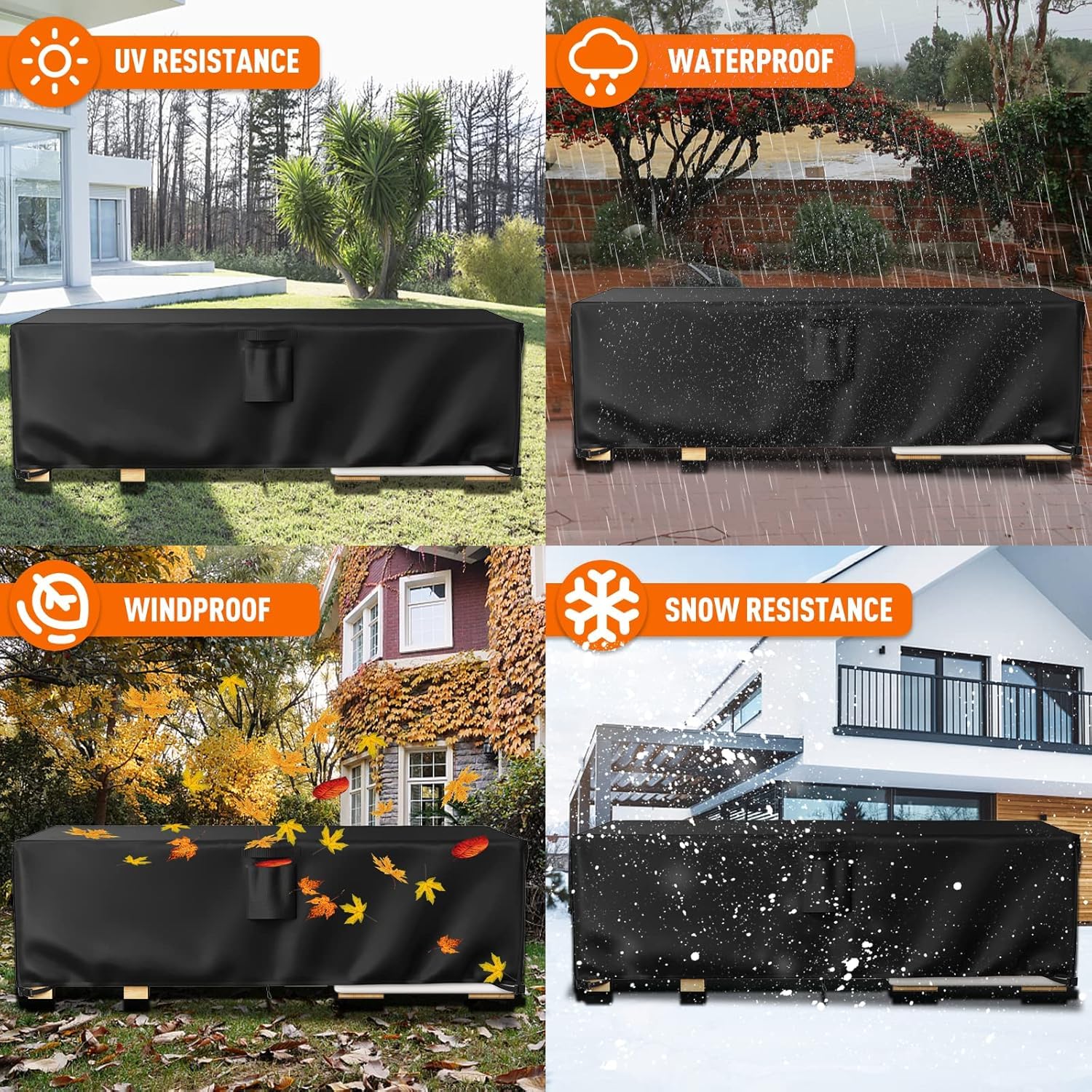 Copertura Tavolo Esterno Impermeabile, 420D Copri Tavolo da Esterno Impermeabile, Copertura Per Mobili da Giardino, Per Tavoli E Sedie, Divani Copritavolo Esterno Impermeabile（213x132x74CM）