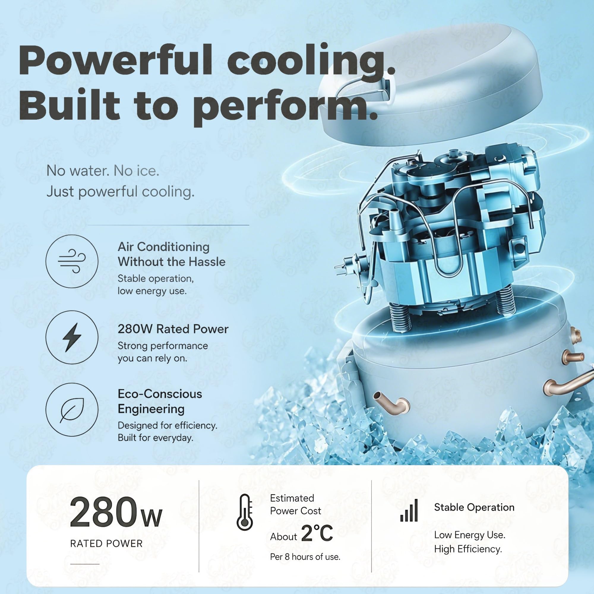 Mały przenośny klimatyzator 280 W, ekologiczny mini klimatyzator sprężarkowy do moskitiery i małych pomieszczeń Energooszczędna jednostka chłodząca dla osób prywatnych, niezależne osuszanie