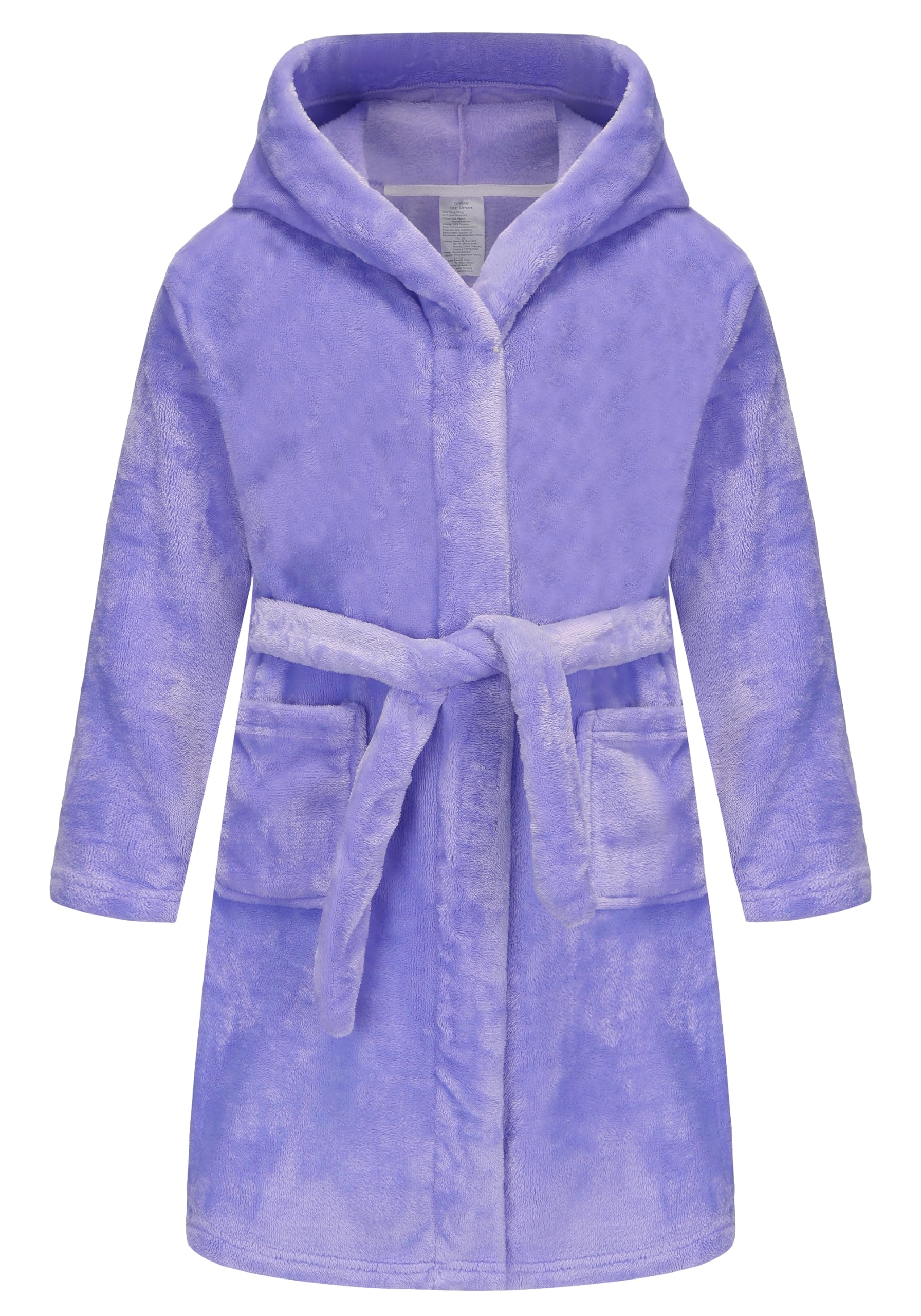 Tunoluker Boys Girls Robe Kids Flannel Hooded Bathrobe Sleepwear Pajamas Toddler Soft Plush Robes for Girls 2-16 Years