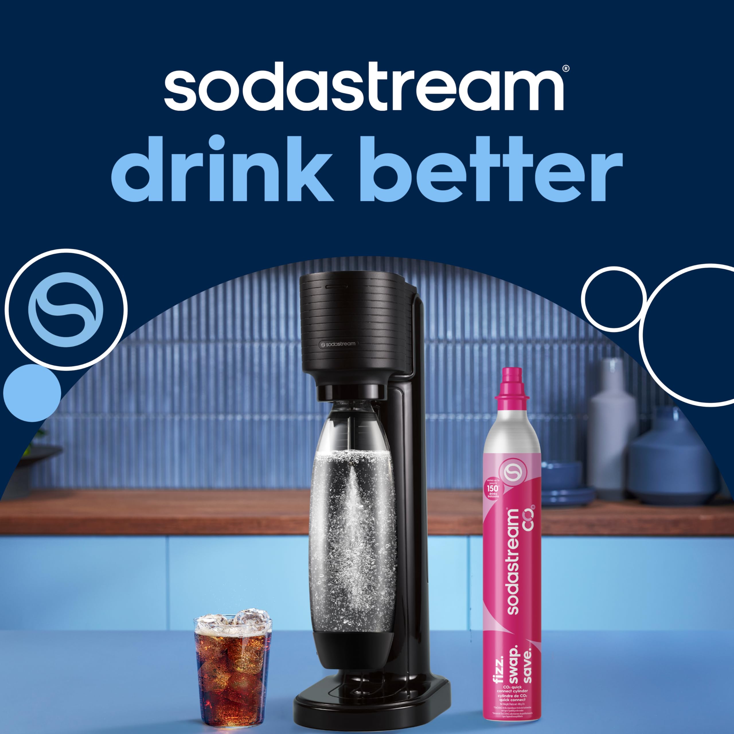 Amazon.com: SodaStream Gaia Sparkling Water Maker Bundle, Black