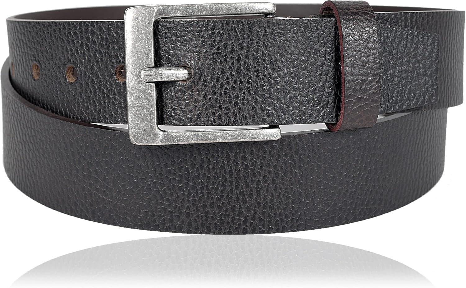 Eono by Amazon - Cinturón de piel auténtica para vaqueros en caja de regalo, unisex, 130 cm de largo × 4 cm de ancho,