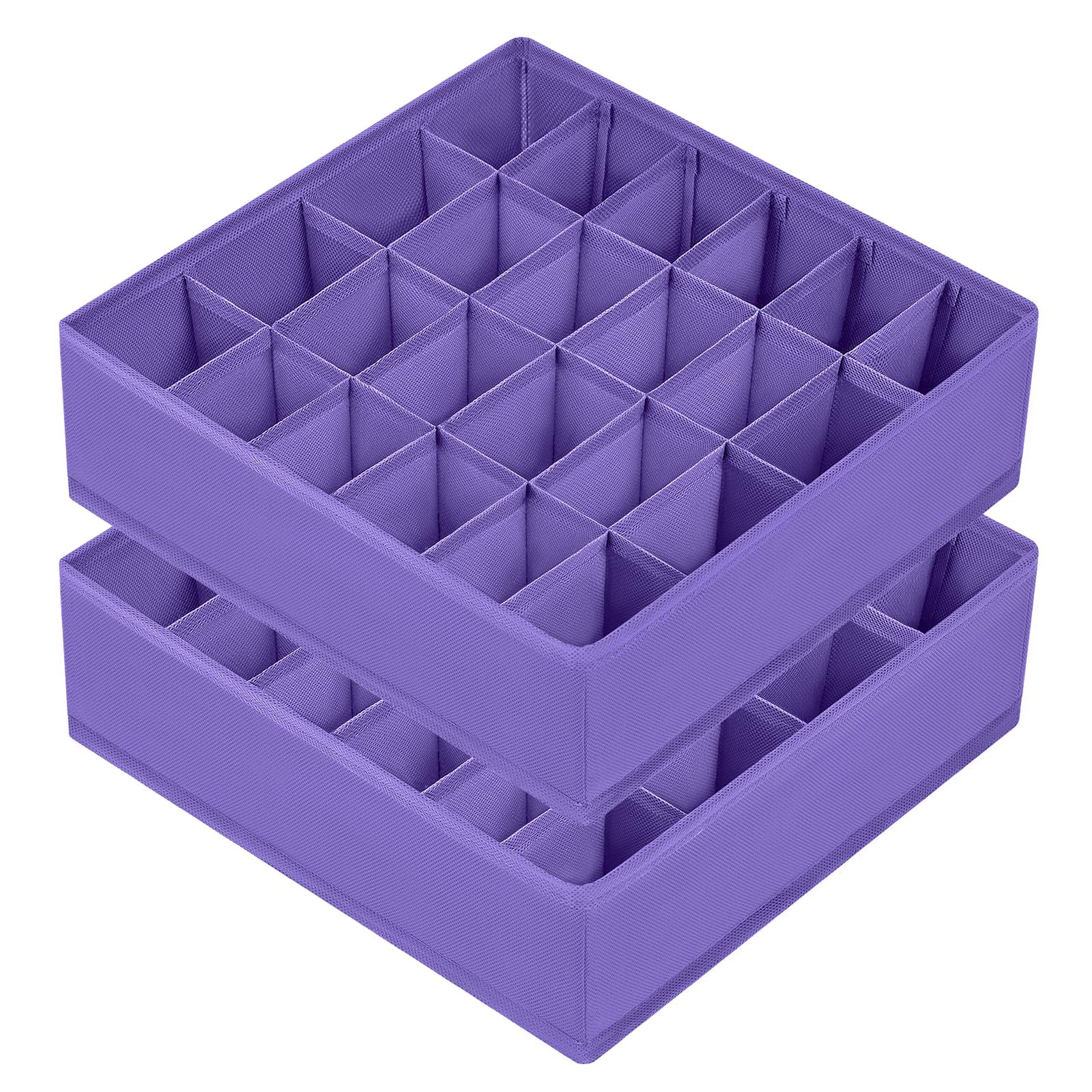 Joyoldelf Sock Drawer Organizer Divider 2 Packs Underwear Organizer, 24 Cell Closet Organizers and Storage Organizer Sock Holders Organizers for Storing Socks, Handkerchiefs, Ties, Belts (Purple)