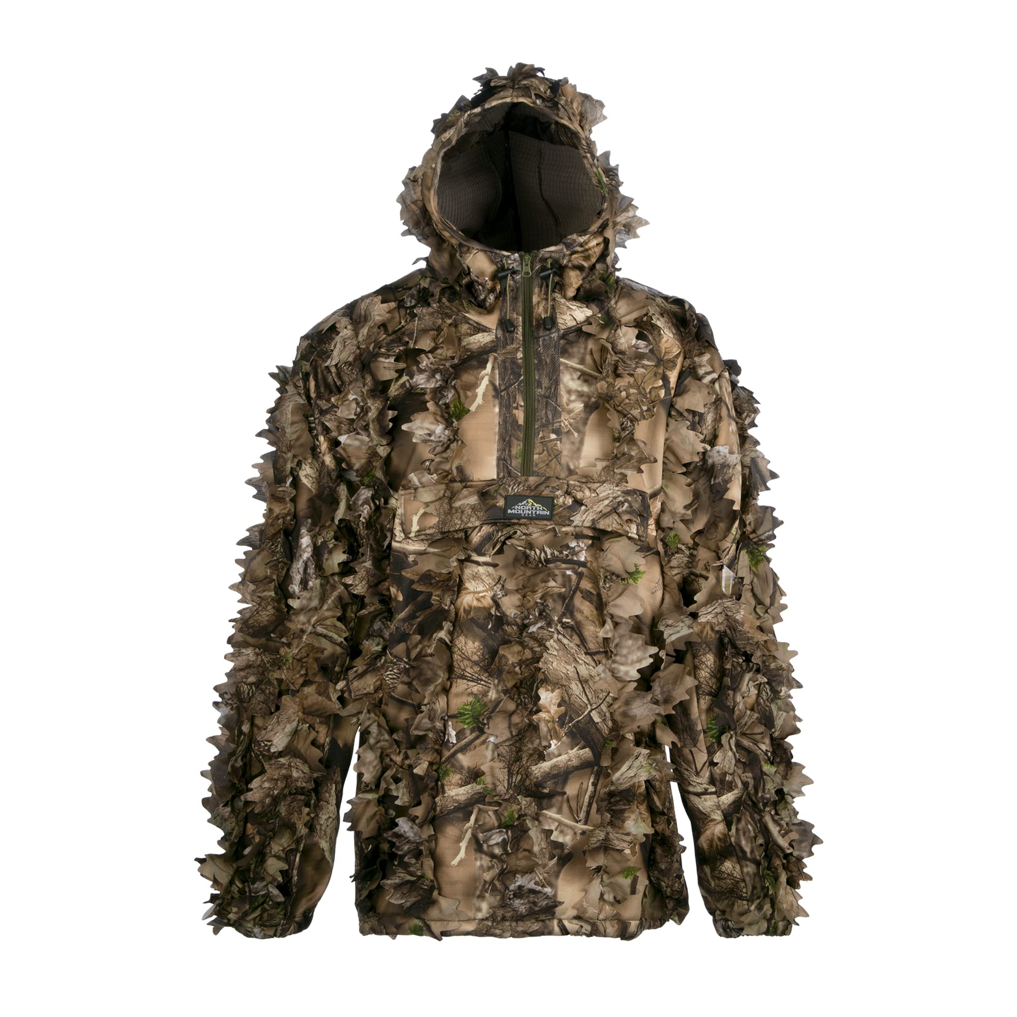 North Mountain Gear 3D Leafy Suit Ghillie Jacket – Fleece Lined Camouflage Hunting Jacket for Men (Large, NMG Woodland Brown)