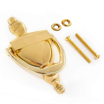 Everbilt 6-5/16 Inches Bright Brass Door Knocker - Steel Construction with a Decorative Finish - Heavy Duty Front Door Hardware with Screws