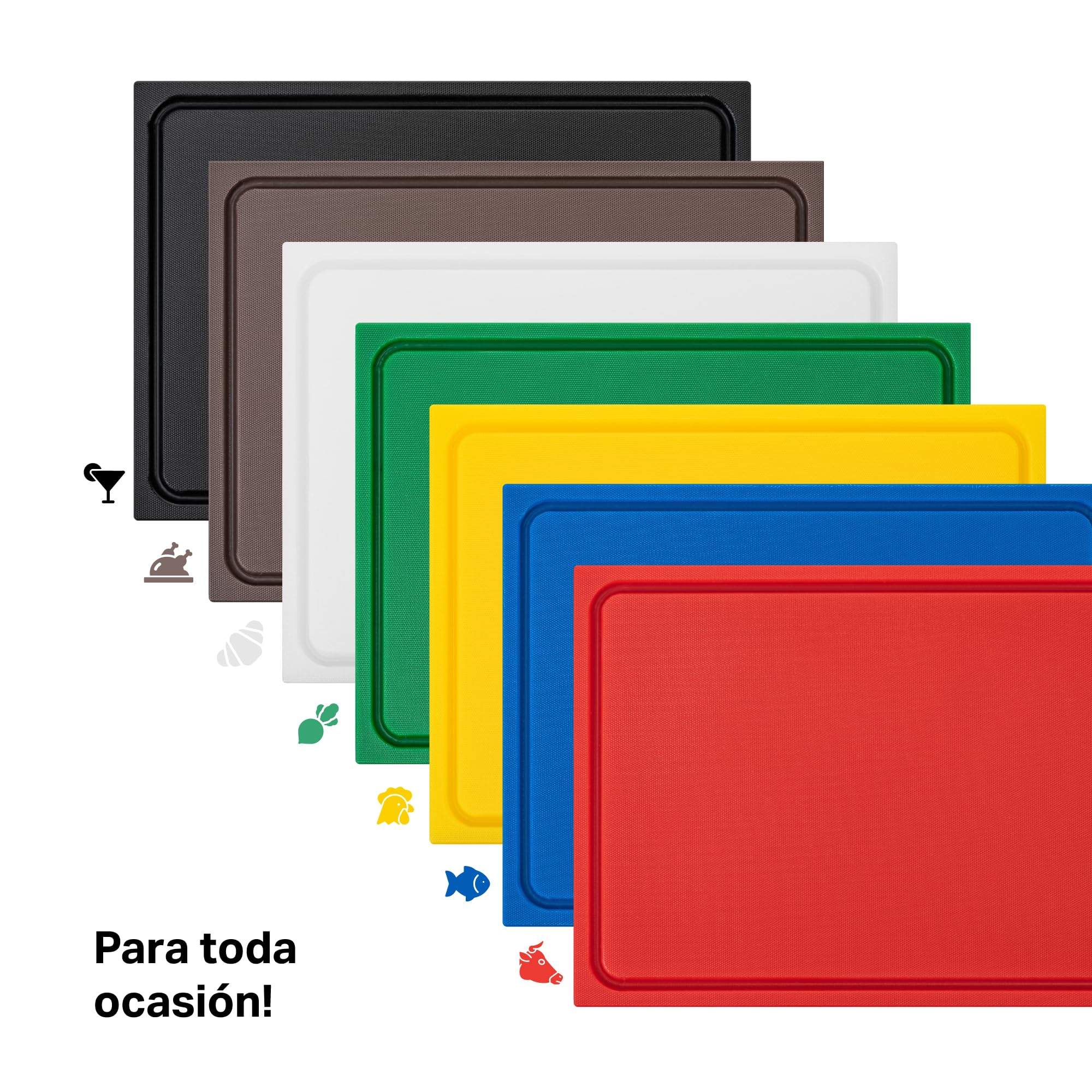 Tabla de cortar negra 60 x 40 x 2 cm de plástico con canal para jugos - Extra gruesa - Apta para lavavajillas - Ideal para barbacoa y bar - Tabla de cocina profesional