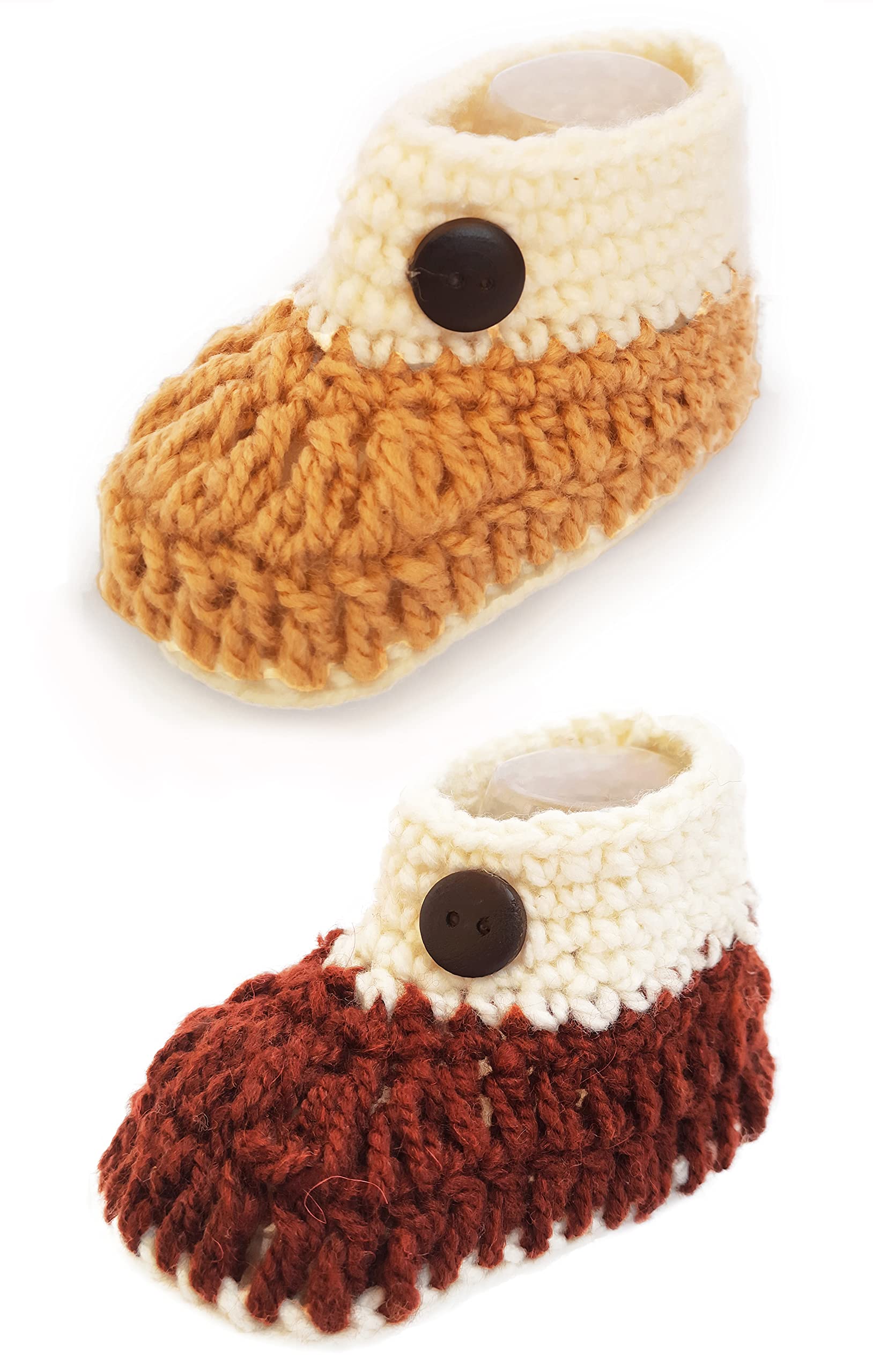 H SOCKSHand Woven/Knitted Baby Boy's Girl's Kids Woolen Winter Socks/Booties for New Born (Multicolour, 0-6 Months)