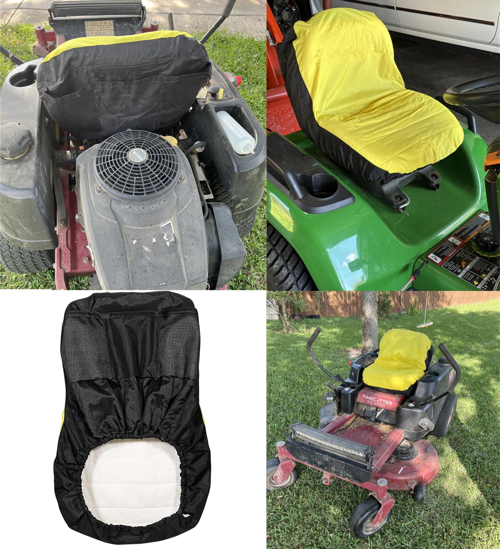 Grande housse de siège LP92334, housse de siège rembourrée et imperméable pour tondeuse à gazon avec siège conducteur, compatible avec sièges de tondeuse John Deere et Gator, avec sac de