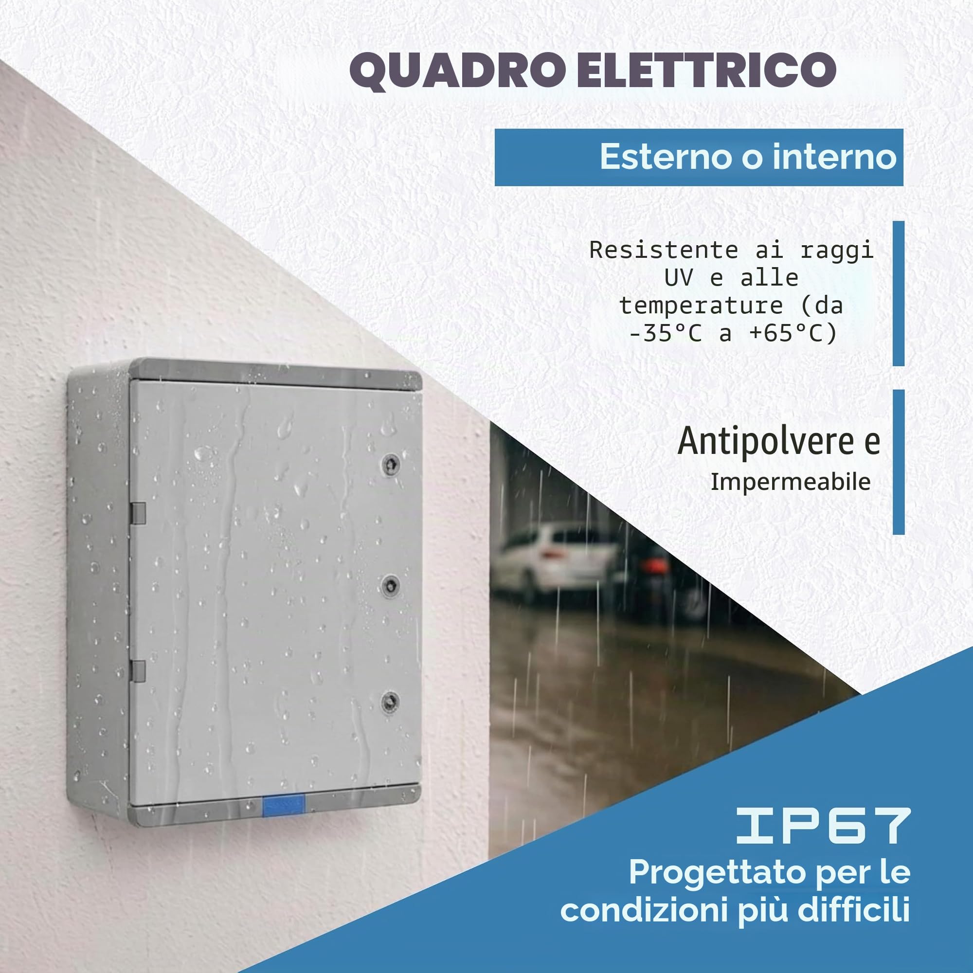 Quadro elettrico esterno BOXEXPERT IP67 in ABS 500×400×240 mm (Fleet Pro). Impermeabile fino a 1 m. Scatola di distribuzione industriale vuota, robusta e resistente per impianti elettrici esterni