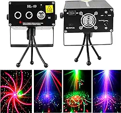 Projetor Laser Holografico Led 3 Cores Azul Verde e Vermelho Efeitos Desenhos Iluminação Dj Luz Festa Balada Rgb Show Sensor Rítmico Som Musica 250mw