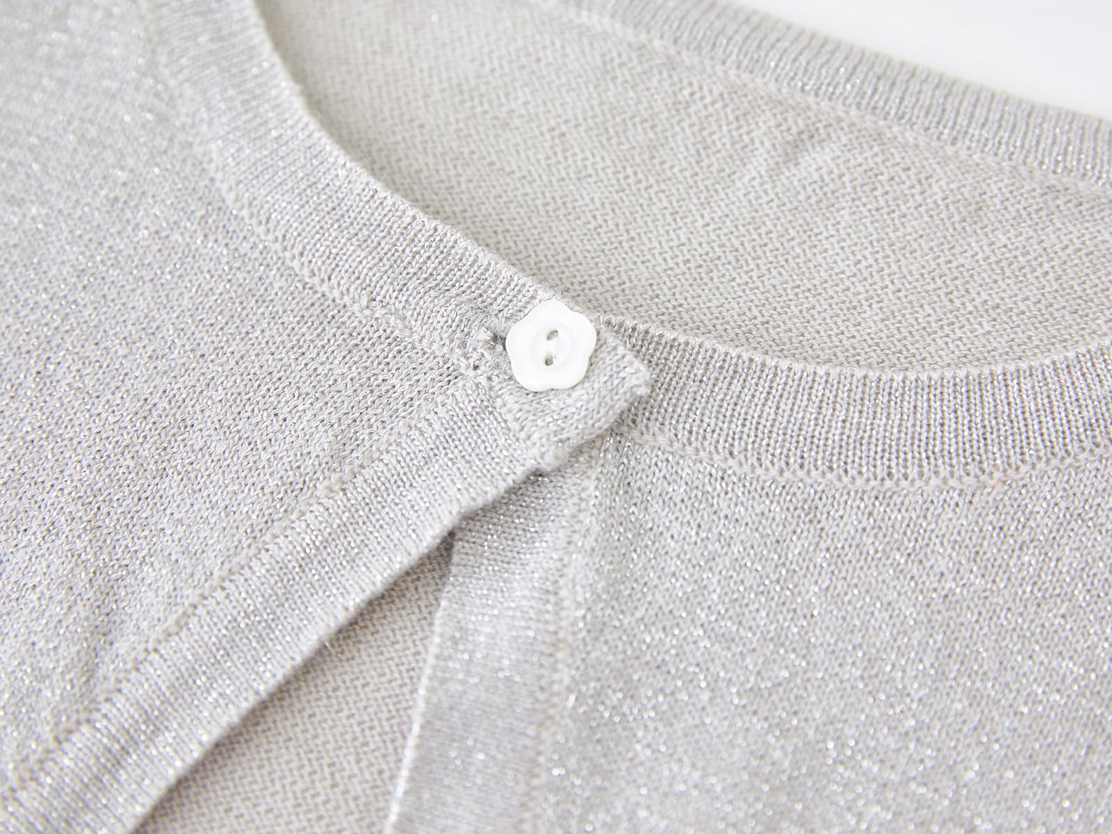 UMELOK ‌Leichter Bolero Mädchen mit Glitzerfäden Langärmlige Strickjacke mit Einzelknopf in Pastelltönen‌