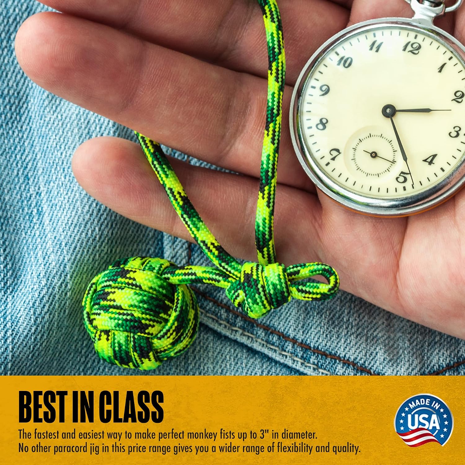 SpeedyJig Monkey Fist Jig & Kit | 2-in-1 Adjustable Length | Survival Making Jig | Weave Camping Rope, Jewelry, Keychain | Craft Idea for Adults/Children | Includes Cord & Buckles | USA Made