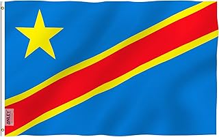ANLEY Fly Breeze 3x5 Feet Democratic Republic of The Congo Flag - Vivid Color and UV Fade Resistant - Canvas Header and Double Stitched - Congo-Kinshasa Flags Polyester with Brass Grommets 3 X 5 Ft