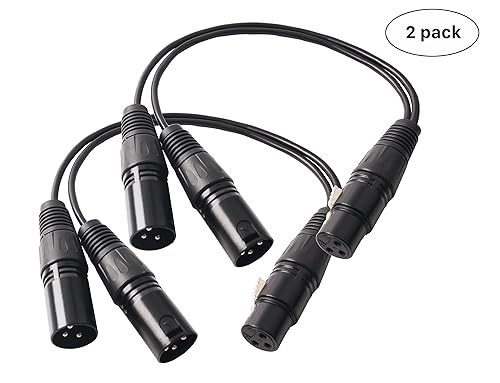 Miniatura 4 de Devinal XLR Splitter - Cable de conexión equilibrado en Y de 3 pines hembra a macho dual - 1 pie 2 unidades