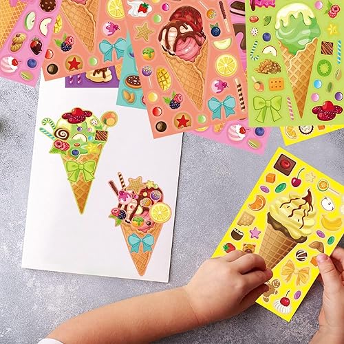 Miniatura 5 de 24 hojas de calcomanías de helado para hacer tu propio helado, mezcla y combina helado, calcomanías de postre de verano para botellas de agua,