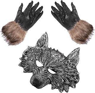 USHOBE Kits De Luvas De Máscara De Lobisomem Combinados Kit De Máscara De Lobo Máscara De Mascarada Conjunto De Máscara De Lobisomem Adereços De Vinil Diabo Máscara De Lobisomem 1