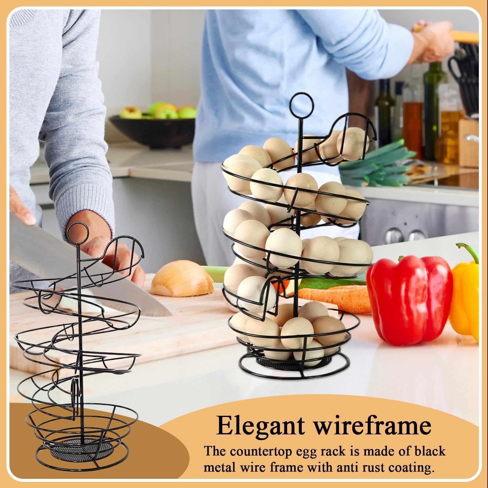 Farmhouse Egg Skelter - Estación De Cesta De Alambre Giratoria, Estante Vertical Moderno Para Condimentos De Frutas, Carrito De Estilo Industrial | Para El Hogar, Dormitorio, Apartamento Con Herramien