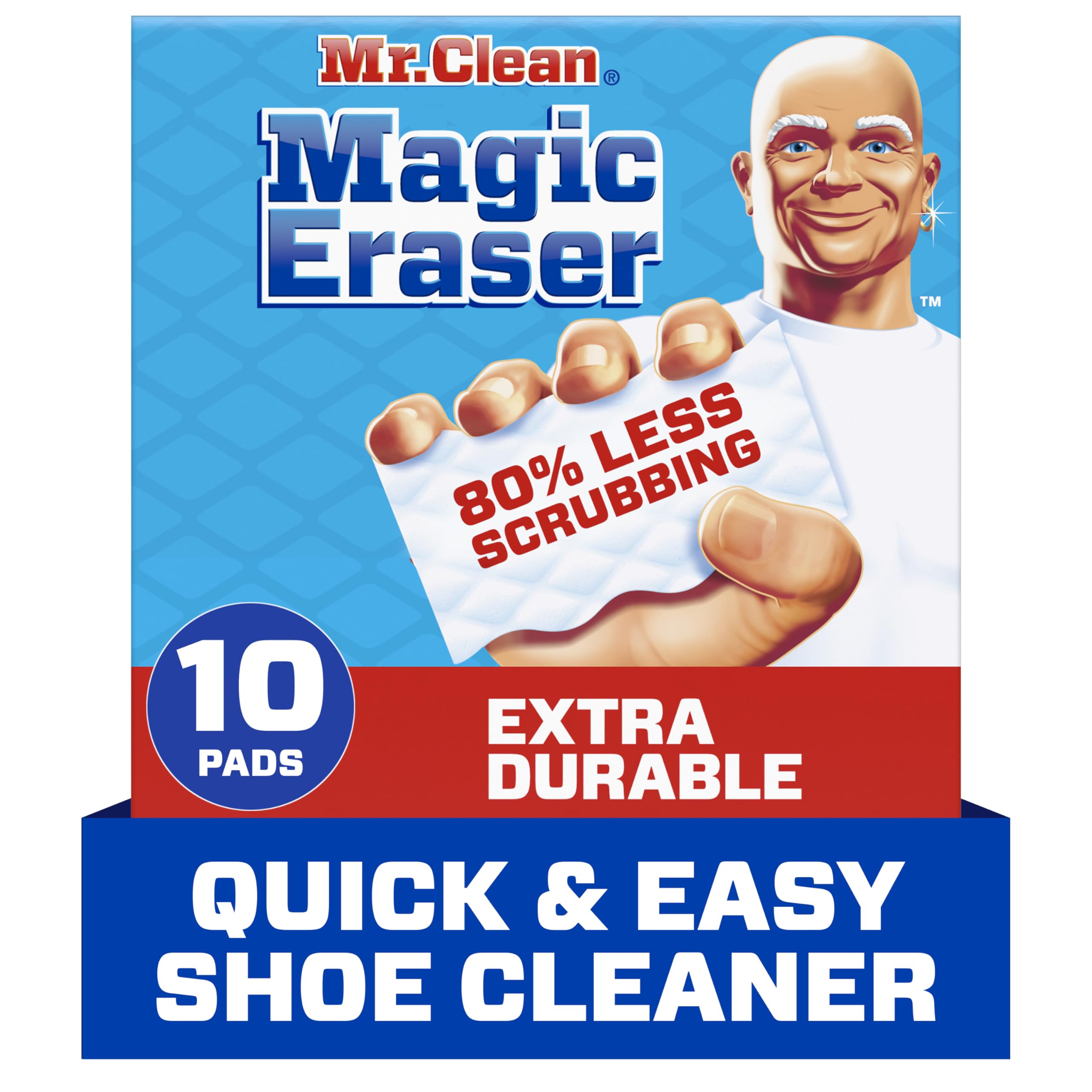 Mr. Clean Magic Eraser, Extra Durable Pro Version, Shoe, Bathroom, and Shower Cleaner, Cleaning Pads with Durafoam, 10 CountMr. Clean Magic Eraser, Extra Durable Pro Version, Shoe…