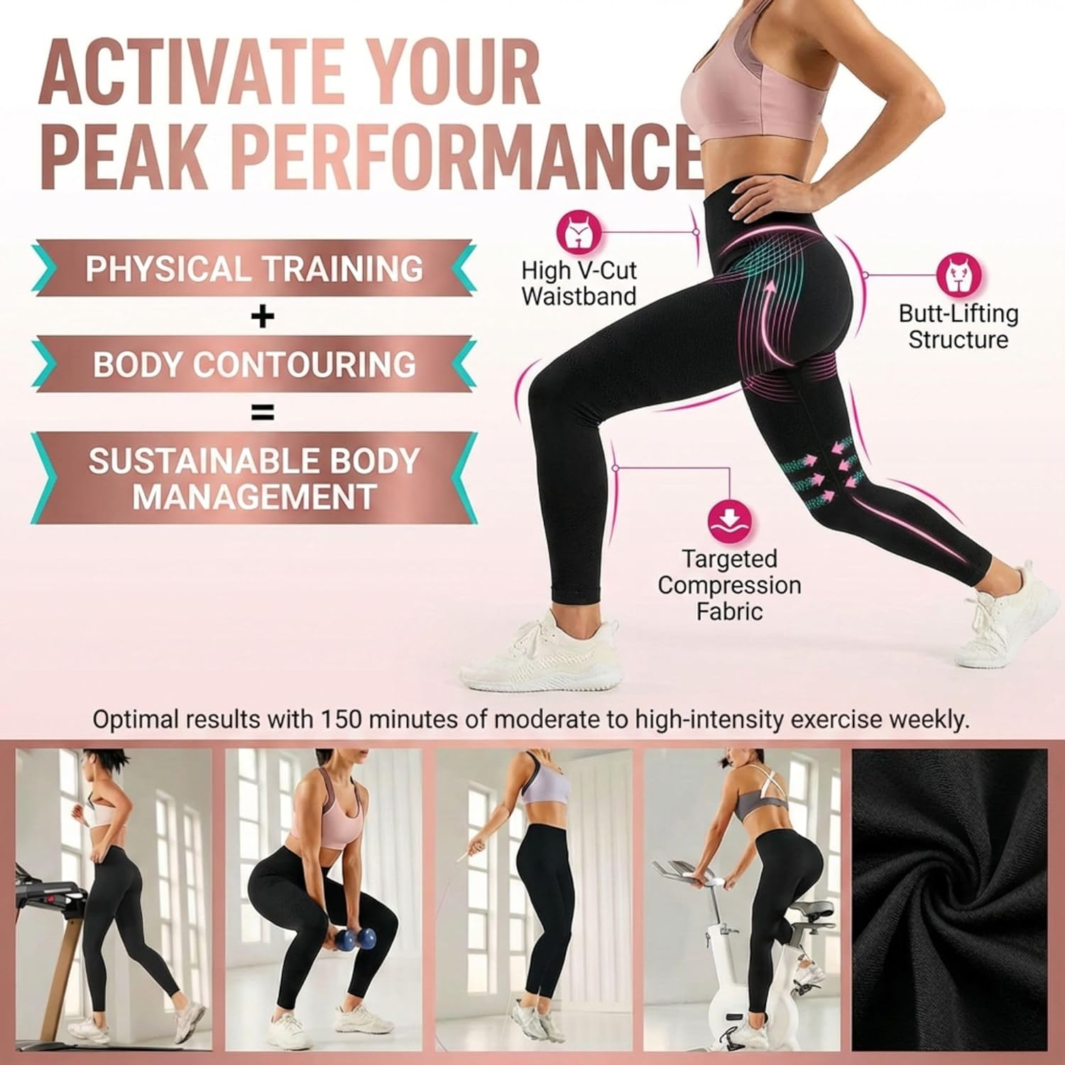 Celsior Anti Cellulite Compression 3D Leggings Women Butt Lifting Tummy Control with Resistance Bands Gym Yoga Pants - Image 3