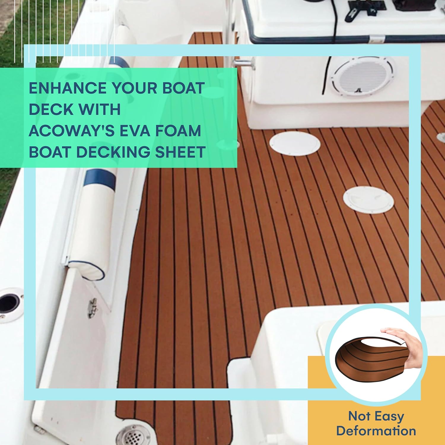 ACOWAY EVA Foam Boat Flooring Decking Sheet 16''x94'' - Multicolor Non-Slip Carpet with Stylish Row Design - Durable & Comfortable Flooring - Soft & Waterproof