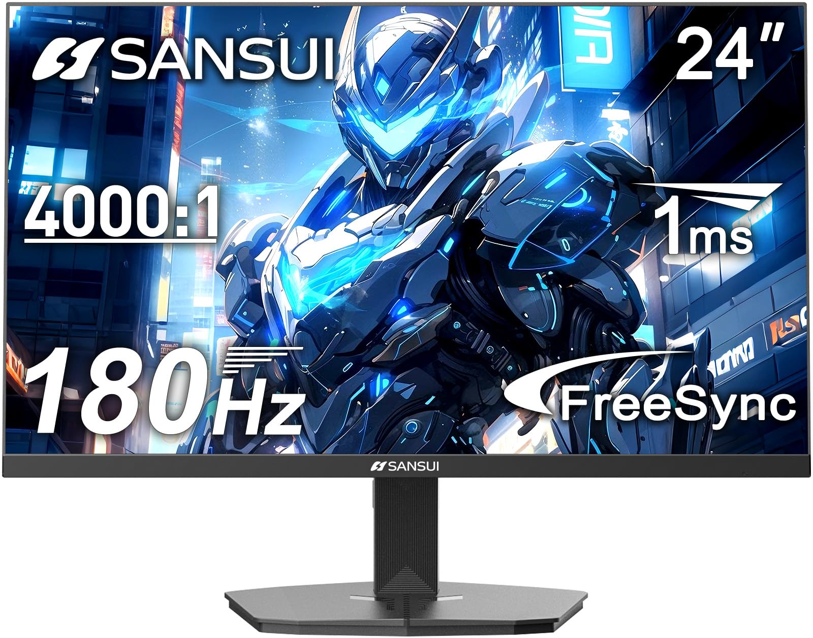 SANSUI 24 Inch Gaming Monitor 180Hz, DP 1.4 & HDMI 2.0 Ports High Refresh Rate Computer Monitor, Racing FPS RTS Modes, 1ms Response Time 110% sRGB (ES-G24F4, HDMI Cable Included)