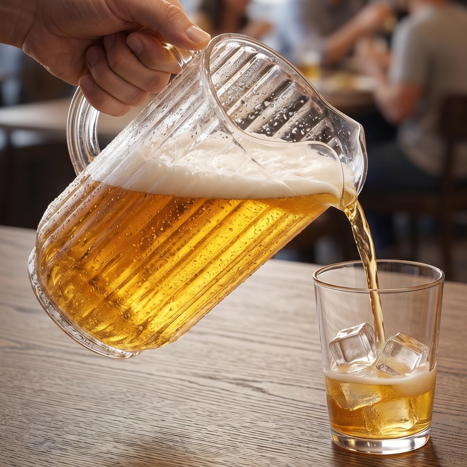 Bier- und Getränkekrug aus Acryl (1,700 ml), Set mit 2 Kunststoffwasser-, IPA-, Sangria-, Limonade-, Margarita-, Saft-, Eisteekrügen, klare Tritan-Glaswaren, Lookalike, spülmaschinenfest, BPA-frei