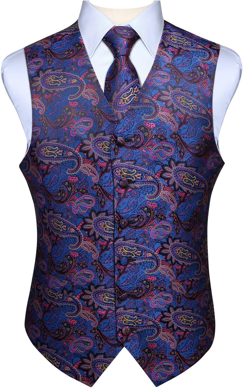 Enlision Vesten voor mannen bruiloft paisley vest bloemen jacquard stropdas zak vierkant feest formele vest pak set S-6XL