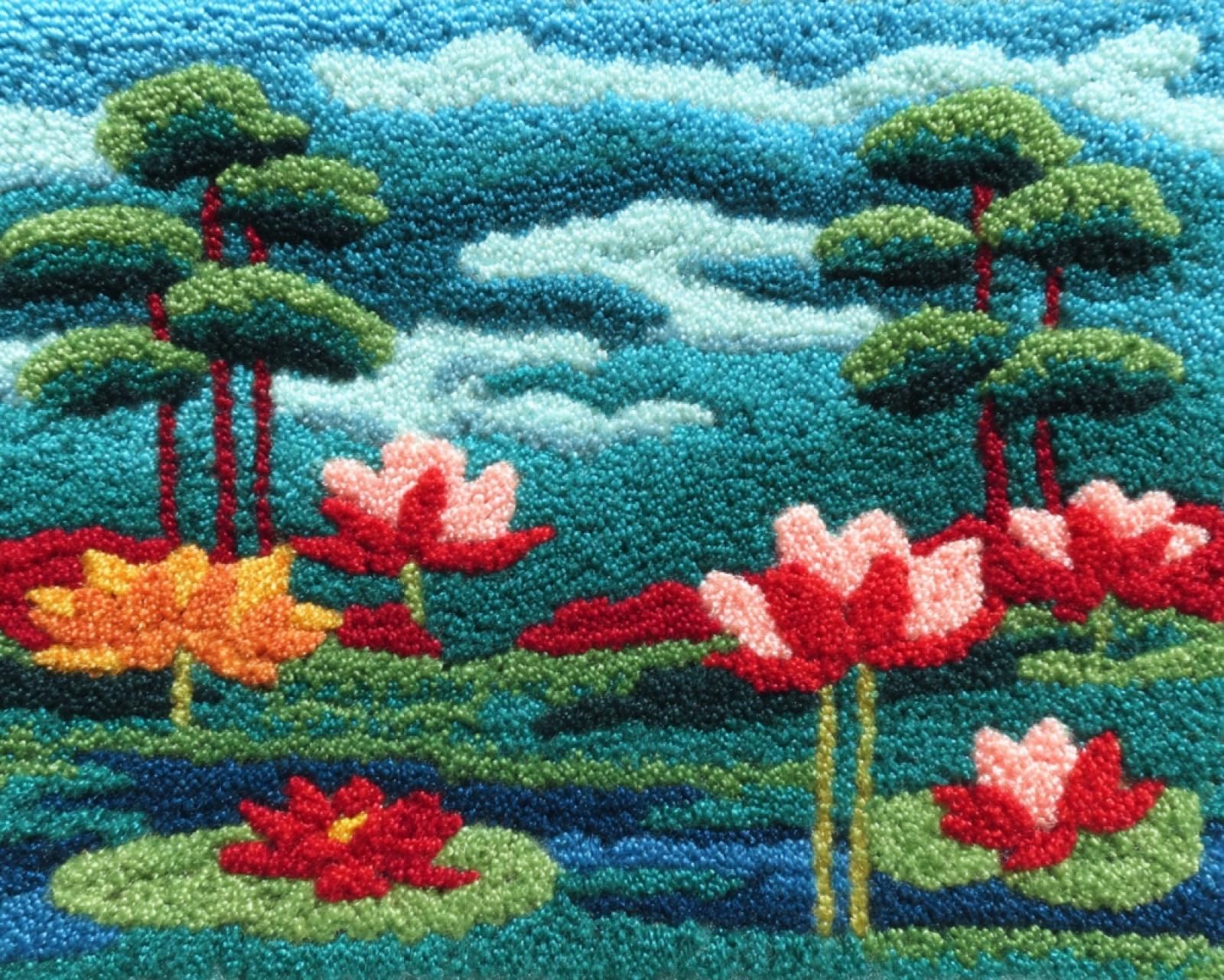 WallustrioaW Knüpfteppich Zum Selber Knüpfen-Sets,Park im chinesischen Stil,Handarbeit Selbst Knüpfen Set,Teppich Stickerei Handwerk Für Erwachsene Handarbeiten Diy Teppich,60x90cm