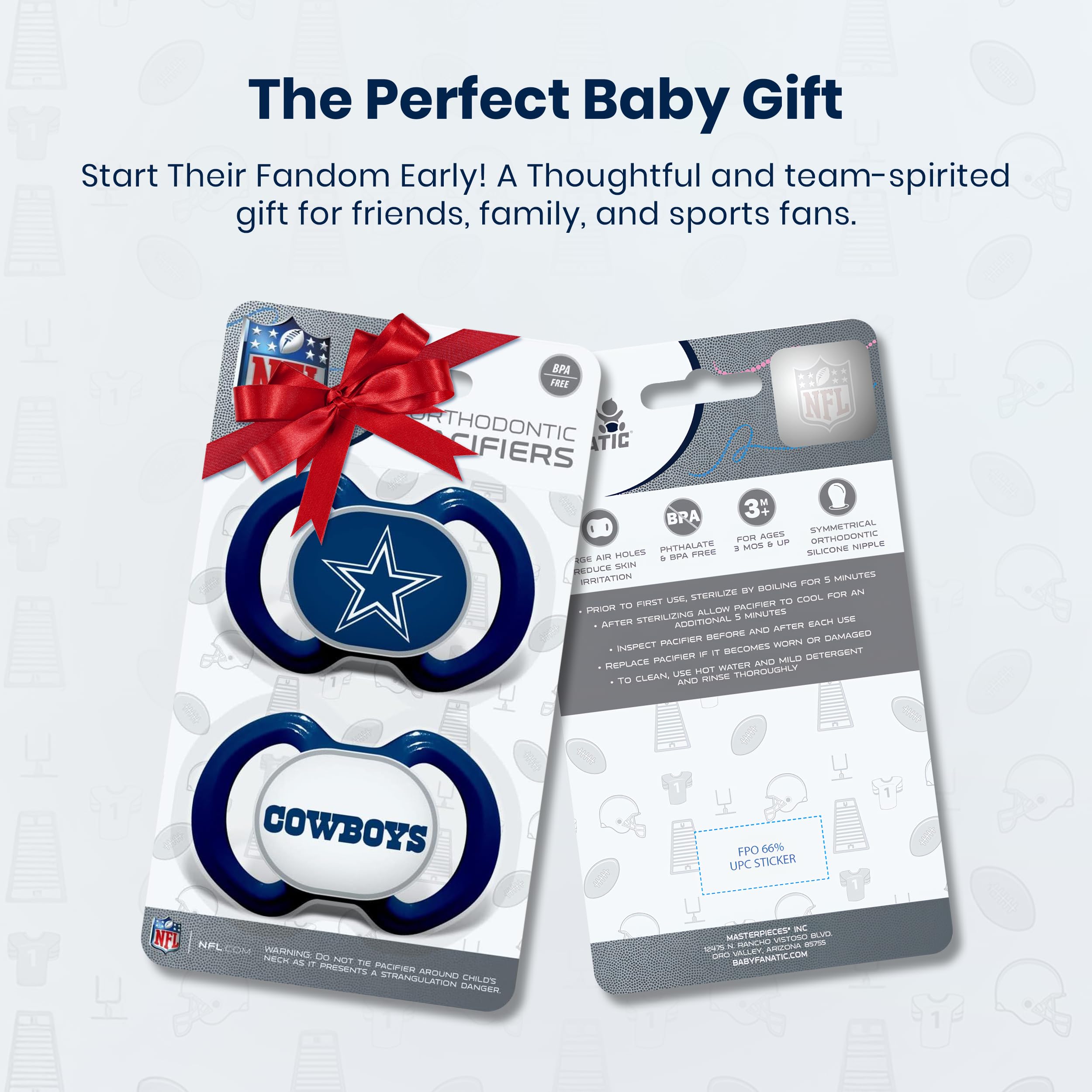 Baby Fanatic NFL Dallas Cowboys Schnuller, Einheitsgröße, Teamfarbe