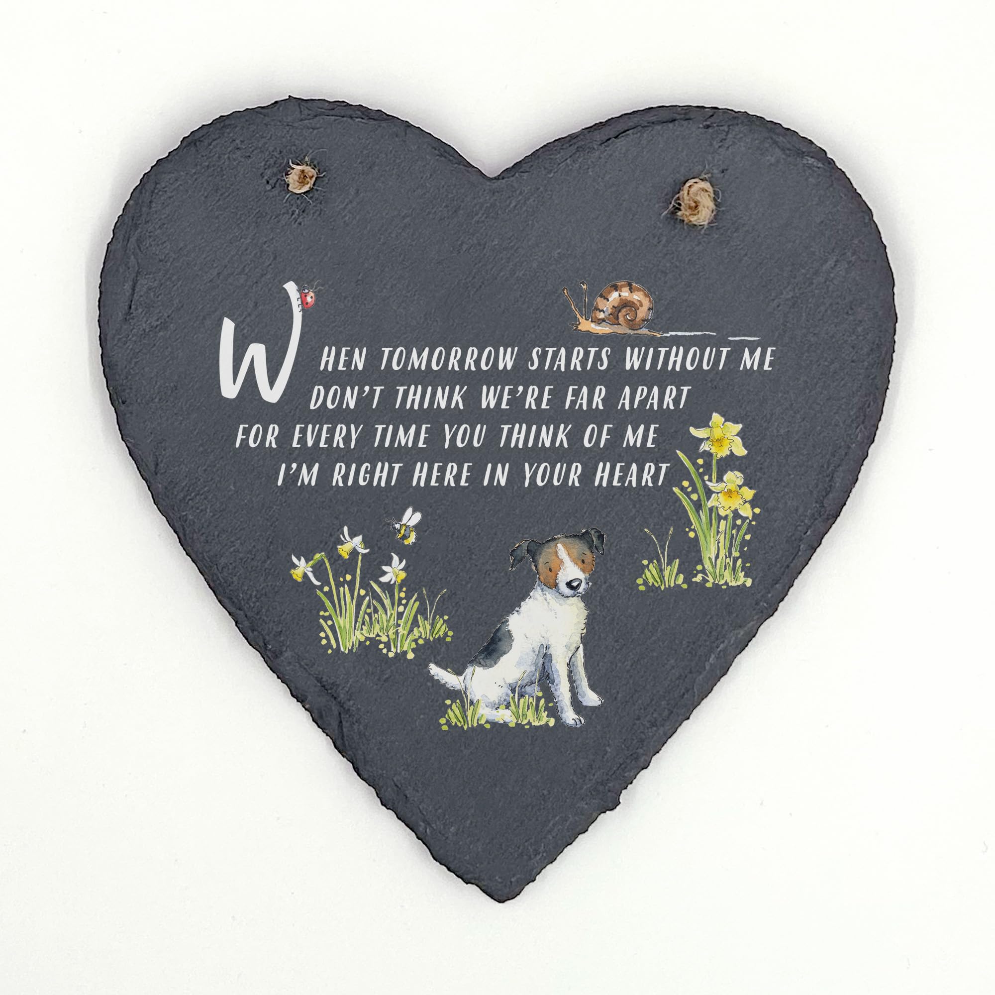 Image Industry Jack Russell Memorial Slate Heart Keepsake – Dog Remembrance Plaque Sympathy Gift Pet Loss Ornament Hanging Decoration