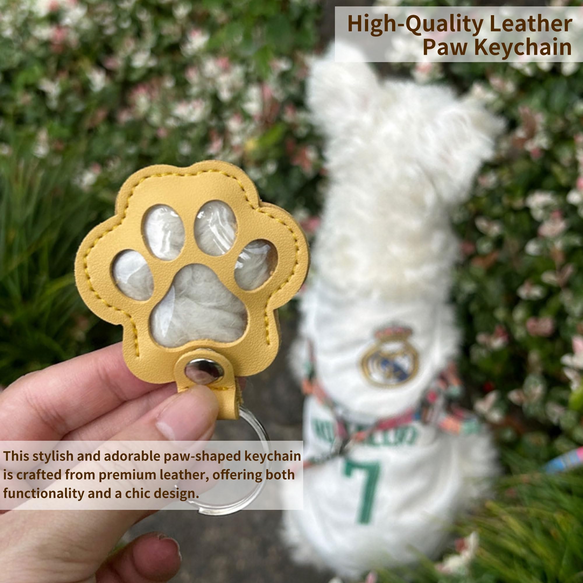 Portachiavi a forma di per peli di cane, in pelle ecologica in