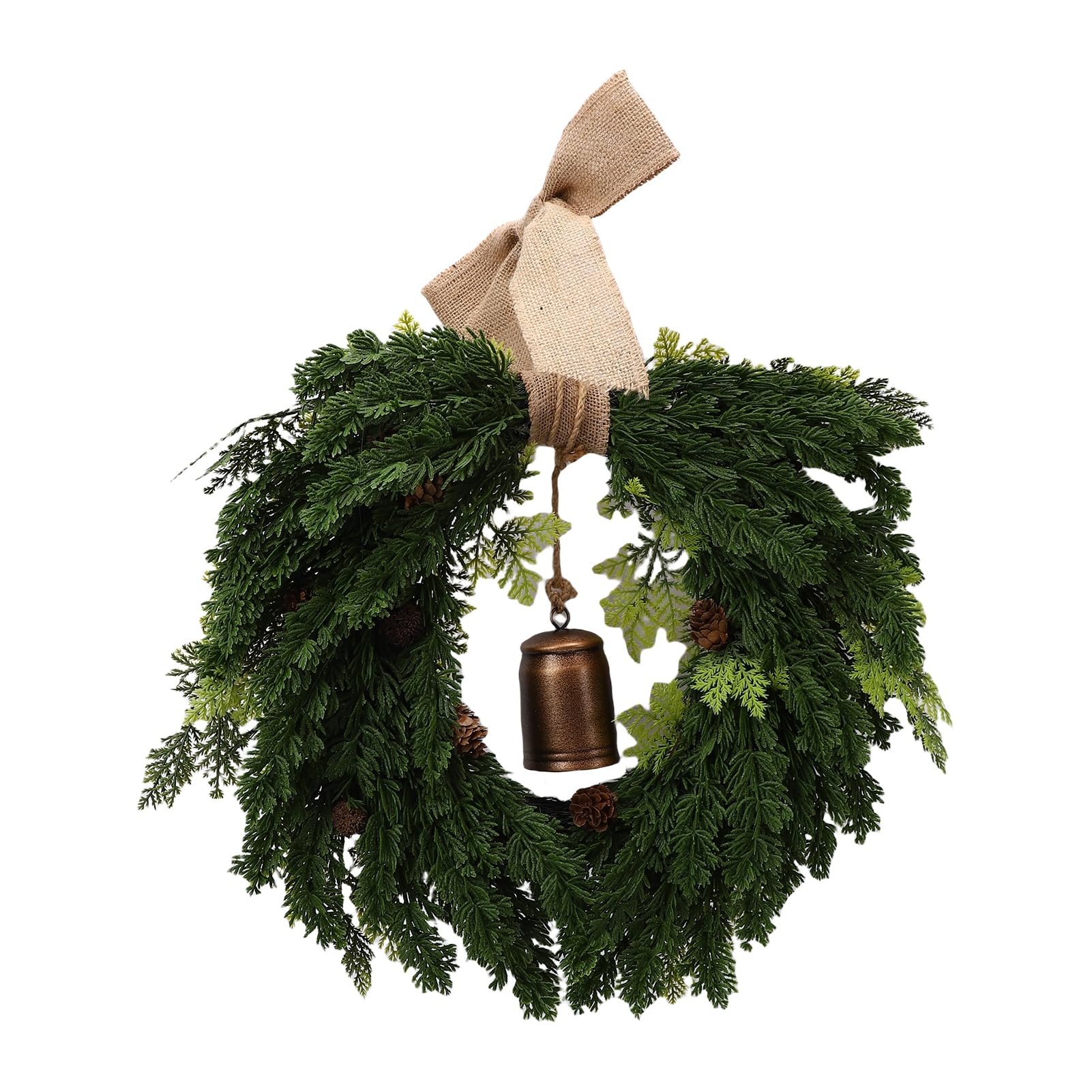 Buachois Herzförmiger Weihnachtskranz aus Kunstzeder mit Glocke